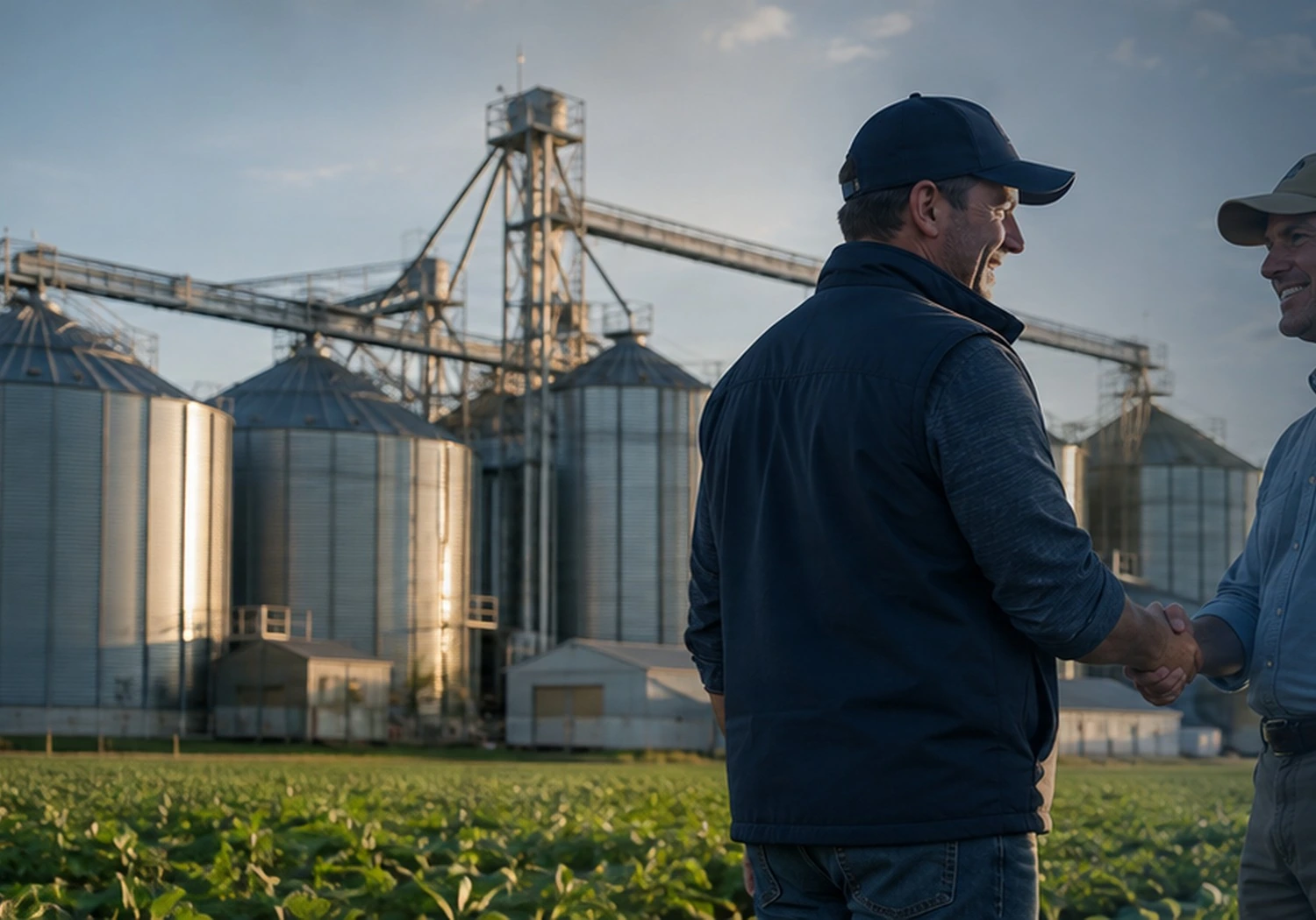 Agricultural professionals collaborating in the field