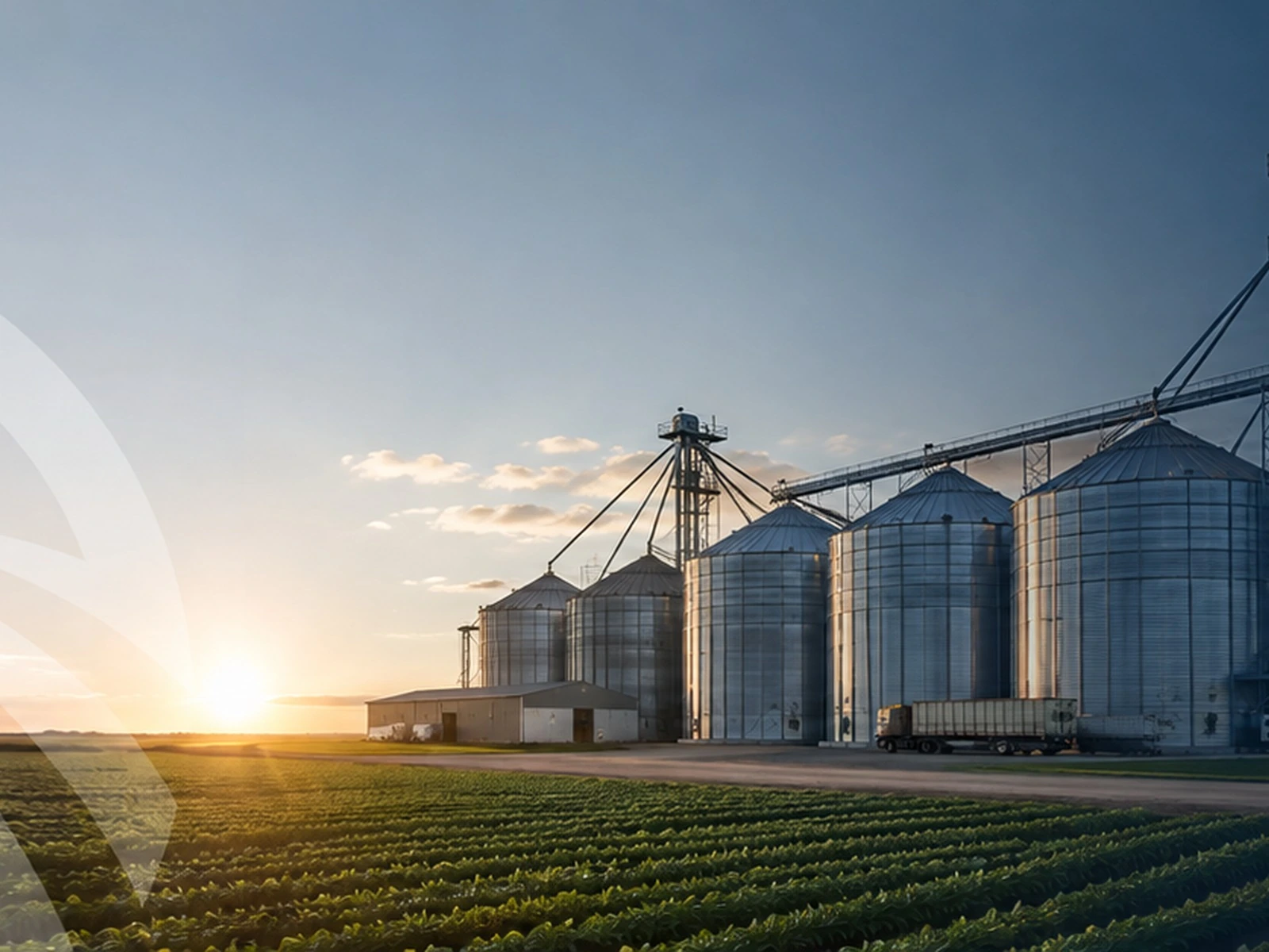 Agricultural infrastructure at sunrise